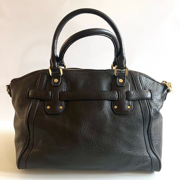 MICHAEL KORS  Hudson Belted Leather Satchel, Chocolate Brown - Picture 2 of 7
